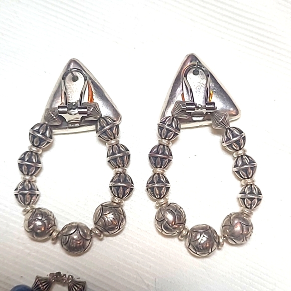 Sterling silver pierced earring interchangeable with 3 beaded hoops - Picture 2 of 4